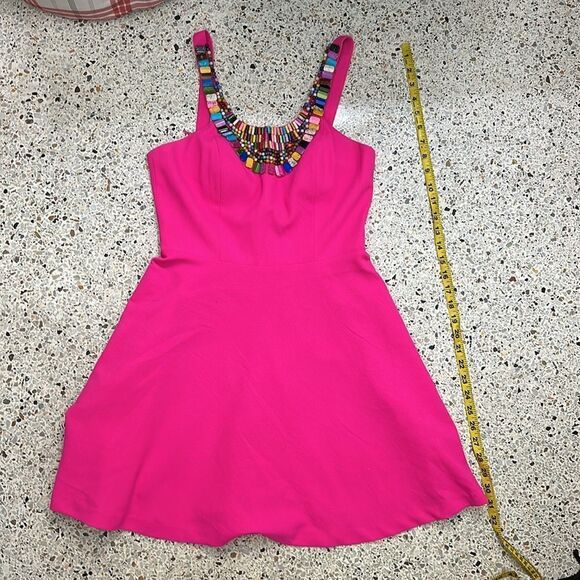 Gianni Bini hot pink mini dress 2 beaded multicolor stones - Picture 6 of 8